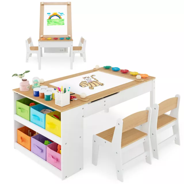 3 tlg. Kindersitzgruppe + 2 Stühlen Schreibtisch Spieltisch Kinder Zeichentisch