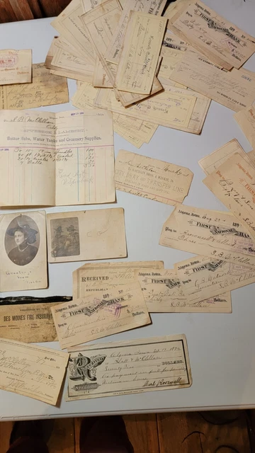 Huge Lot Of 1800's Bank Notes, Receipts, Postcards, Ledgers Northern Iowa 4