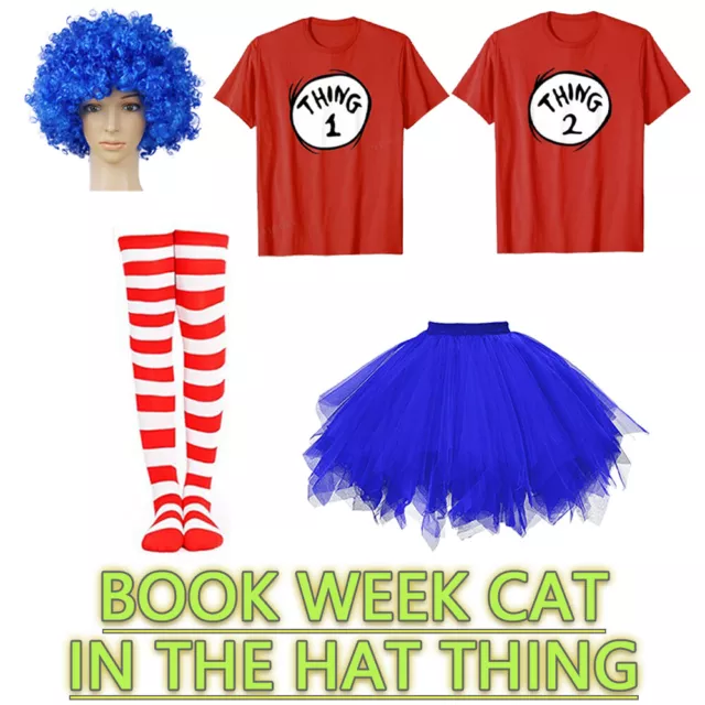 Dr Seuss Thing 1 and 2 Cat in the Hat Halloween Party Fancy Dress Adult Costume