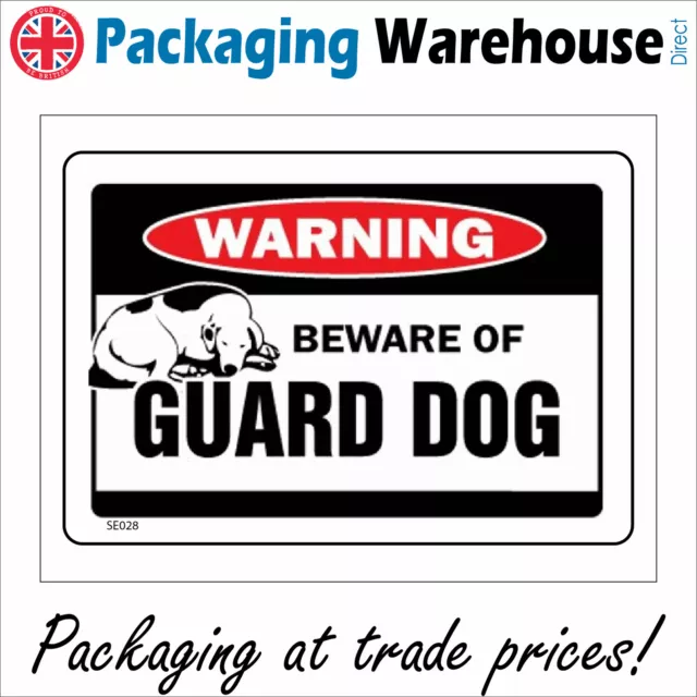 Se028 Warning Beware Guard Dog Sign Defend Attack Bark  Bite Growl Intruders