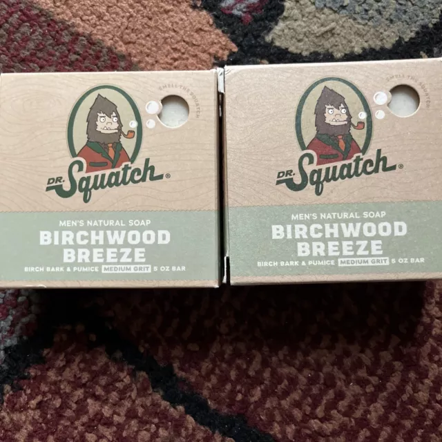Lot of 2 Dr. Squatch 5 oz. All Natural Bar Soap Zero Grit, *BirchWood Breeze*