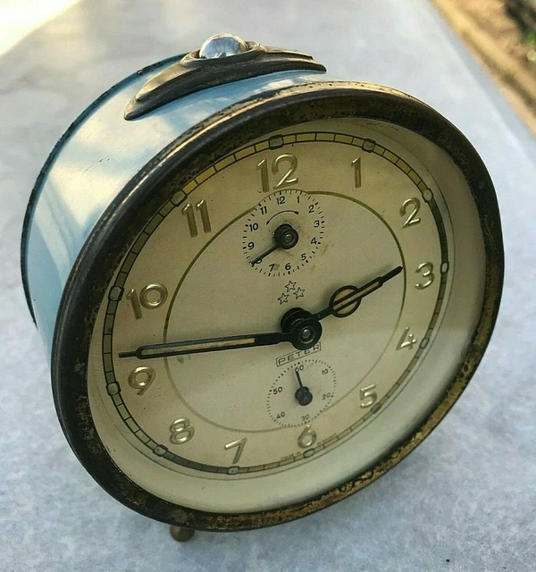 VINTAGE MECHANICAL ALARM Clock PETER Germany GDR DDR Unique Collectible