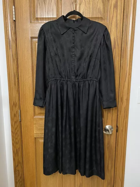 Vestidos negros tradicionales con capa elástica Bst41"" Wst33"" modestos amish menonita lisos
