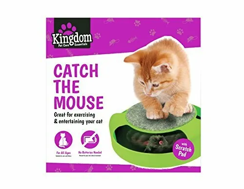 Alfombra de juego para gato gatito juego, atrapa ratón giratorio felpa juguete de persecución en movimiento