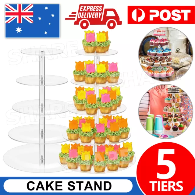 Acrylic Clear Round Cupcake Cake Stand Holder Rack Birthday Wedding Party 5Tier