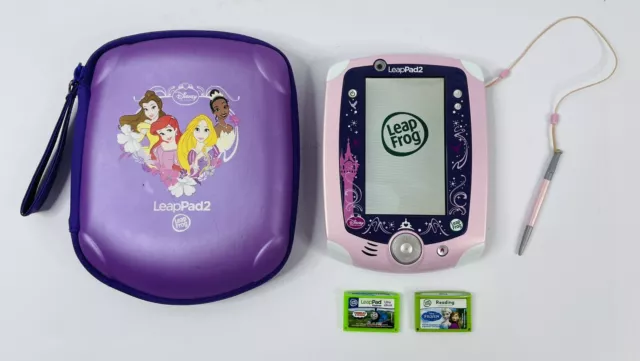 LeapPad2 Explorer Disney Princess Pink + 2 Games + Case - Tested & Works