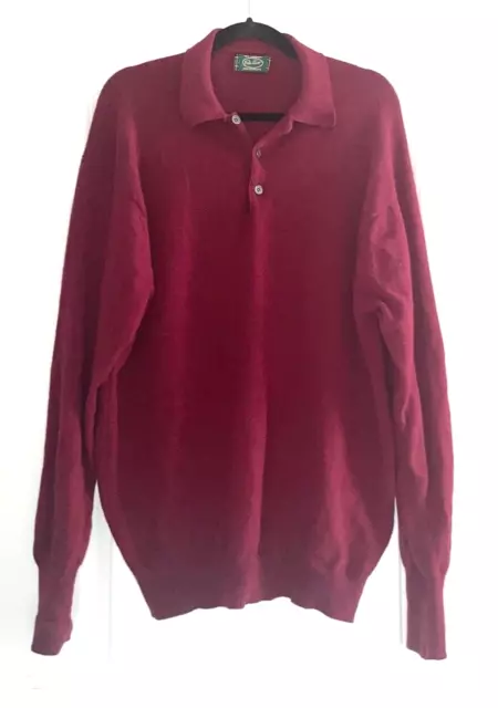 Peter Scott Men’s 100% Lambswool Polo Sweater made in Scotland size 46 Burgundy