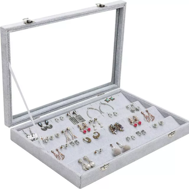 Jewellery Organiser Tray 40 Slot Earring Holder Display Case  Storage Box NEW UK