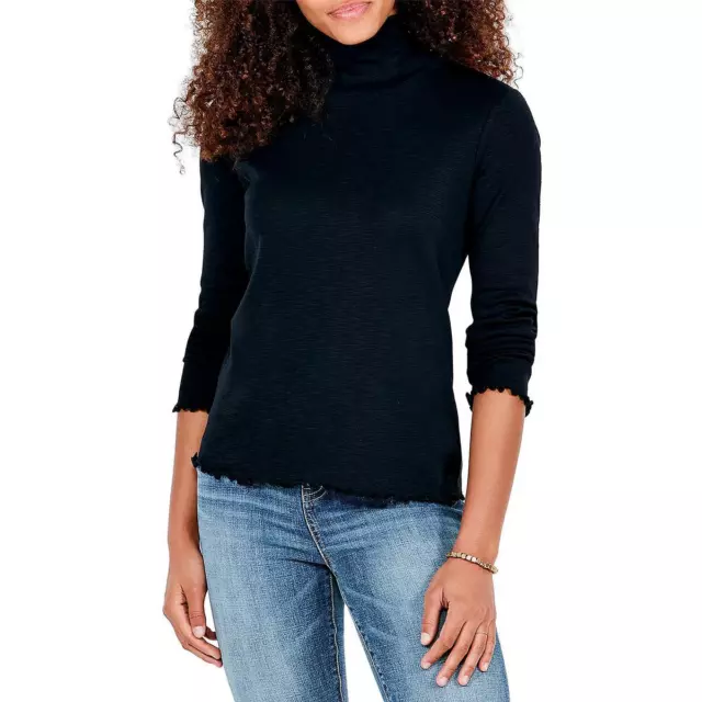 Nic + Zoe Womens Black Lettuce Edge Turtleneck Turtleneck Sweater XL BHFO 3888