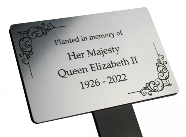 Queen Elizabeth II. Gravierte Gedenkbaum Pflanze Marker Plakette mit Erdpfahl