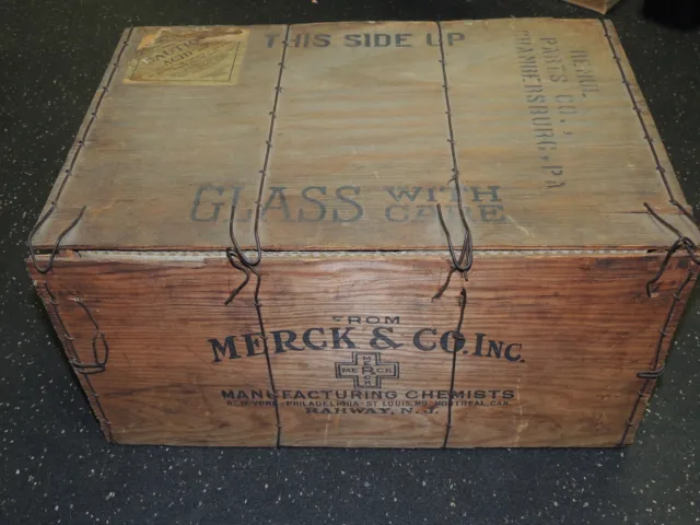 Antique Merck & Co Inc Manufacturing Chemists Crate Shipping Box