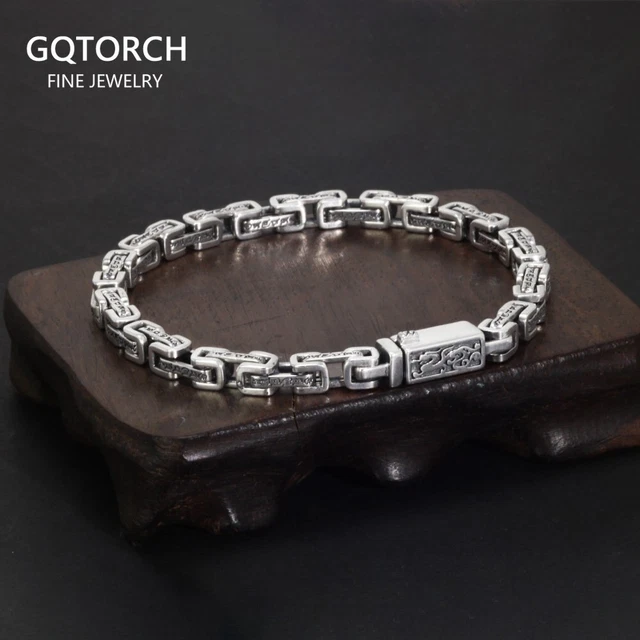 925 Sterling Silver Mantra Bracelet Necklace Chain Dragon Jewelry Accessory Gift