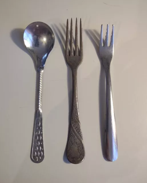 Lot of 3 Vintage Pieces of Silverware 2 Forks 1 Spoon Silver Plated Collectible