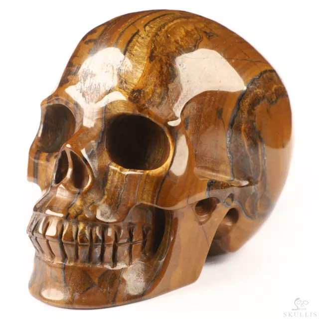 3.5" Tiger Iron Eye Hand Carved Crystal Skull, Realistic, Crystal Healing