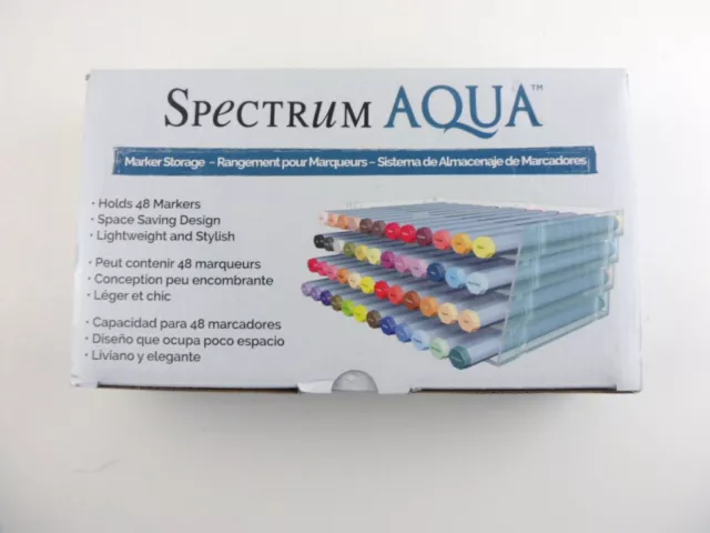 Almacenamiento de marcadores Spectrum Aqua nuevo en caja - Mantenga 48 marcadores - Diseño que ahorra espacio