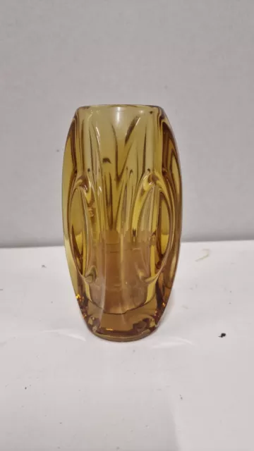 Vintage Sklo Union Rosice Rudolf Schroetter Lens/ Bullet Glass Vase 6 ins