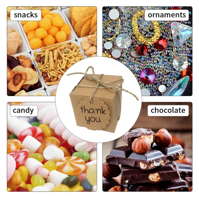 50pcs With Thank You Tags Party Favors Candy Box Paper Vintage Wedding Gift Home