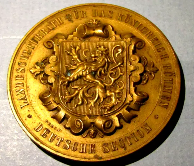 Bronze Medal Austria Bohemia Agriculture Service Czechoslovakia Rampant Lion