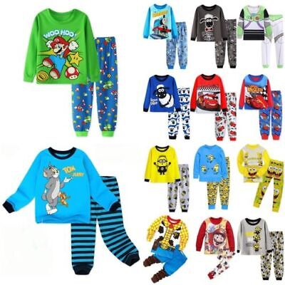 2Pcs Boys Girls Kids Children Pyjamas Super Mario Long Sleeve Pjs Set Nightwear