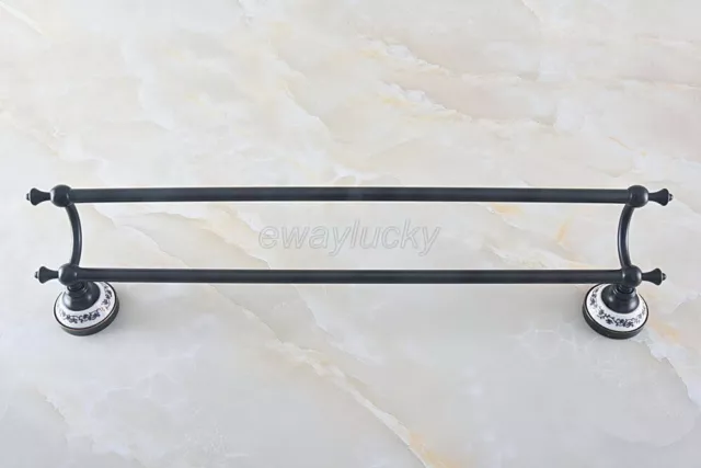 Oil Rubbed Bronze Porcelain Base Bathroom Towel Holder Rail Rack Bar Wall Mount