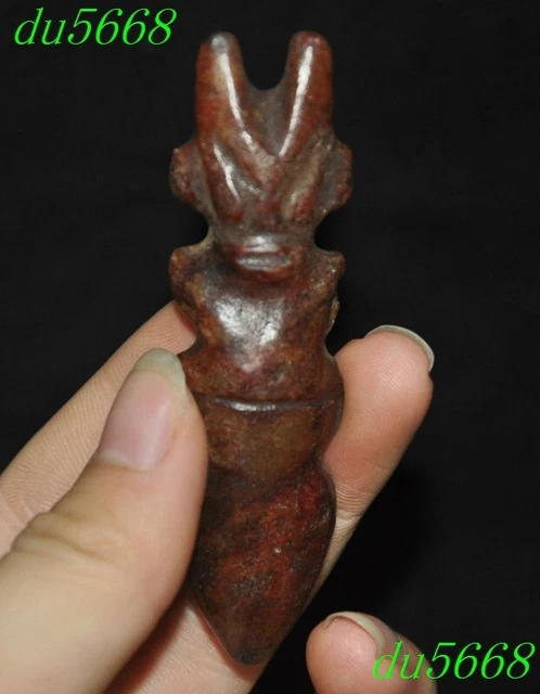 3.2"Hongshan culture Old Jade sacrifice fengshui sun god Helios statue pendant