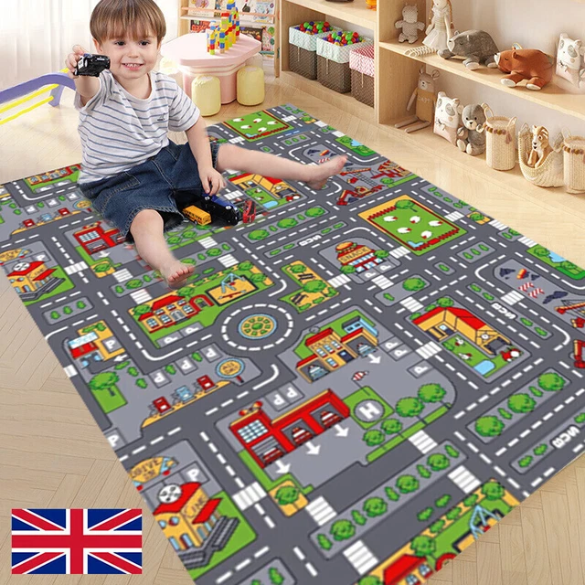 CHILDREN'S VILLAGE MAT Kids Rugs Town Road Map City Car Toy Rug Play 80 ...