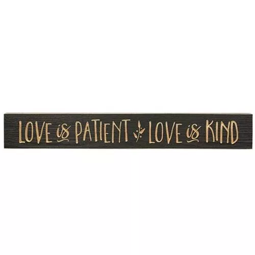 New Rustic Farmhouse Chic Shabby Gray LOVE IS PATIENT KIND Wood Wall Sign 24"