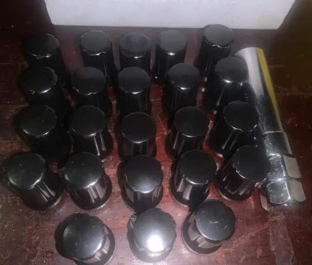 12x1.25 Black Lug Nuts With Adapter Key NIB 6 Lug Spline Drive Kit