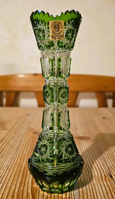 Überfang Bleikristall Vase handgeschliffen CAESAR CRYSTAL BOHEMIAE