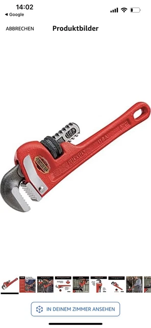 Rohrzange Rigid 14 Zange Wasserpumpenzange, Franzose, Kein Knipex, Verstellbarer