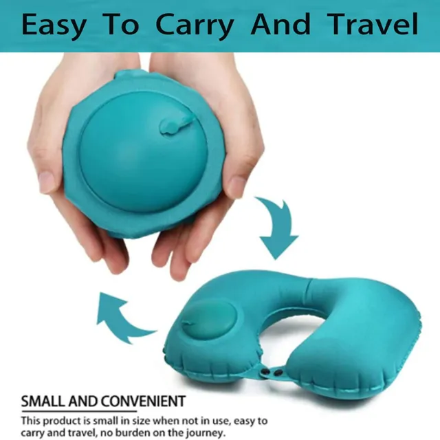 Inflatable Travel Neck Pillow Soft Head Rest Cushion Flight Comfortable Support