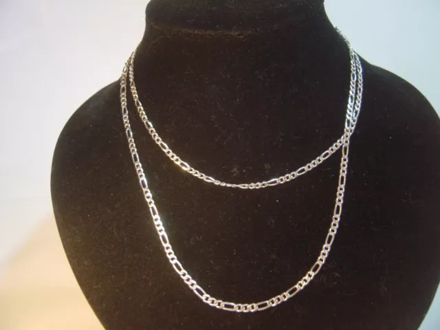 Beautiful  Vintage Solid Silver-32" Slim Figaro  Chain -Just Lovley Heavy