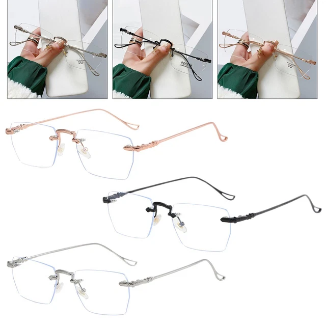 Kodilin 2 Pacco Occhiali Da Lettura Senza Montatura Che Bloccano Luce Blu Rettangolari Trasparenti Occhiali Per Uomo/Donna Occhiali Da Lettura Superleggero Lettori Portatili (Nero Trasparente,1.50 - Foto 8