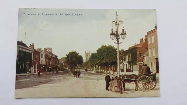 Postcard St. Albans, St. Peter's Street, Hertfordshire. Posted 1917.