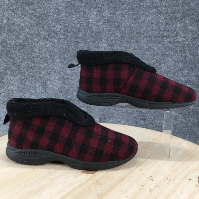 Easy Spirit Boots Mens 10 Wide Treepose2 Ankle Booties Pull On Flats Red Fabric