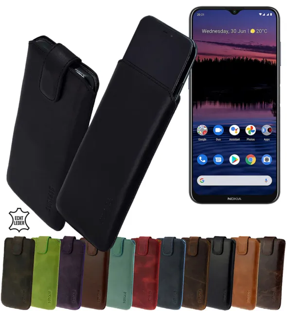 Suncase Hülle Tasche Echt Leder Handyhülle Slim Case Schutz Etui für Nokia G20