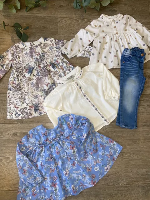 ZARA next MONSOON baby girls bubdle top jeans floral age 18-24 nths