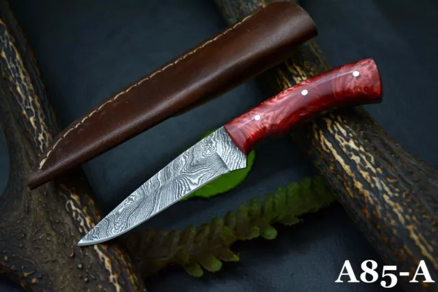 Custom 6.5"OAL Damascus Steel Hunting Knife Handmade With Resin Handle (A85-A)
