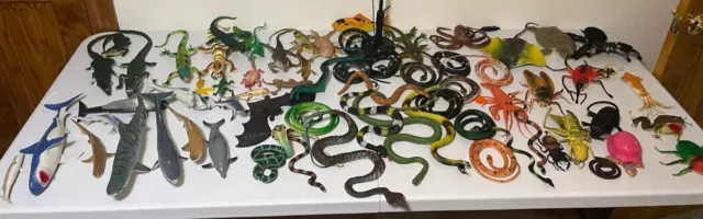 Vintage Plastic/Rubber Animals Sea Toy Lot of 67 Pieces Larami Imperial AAA etc