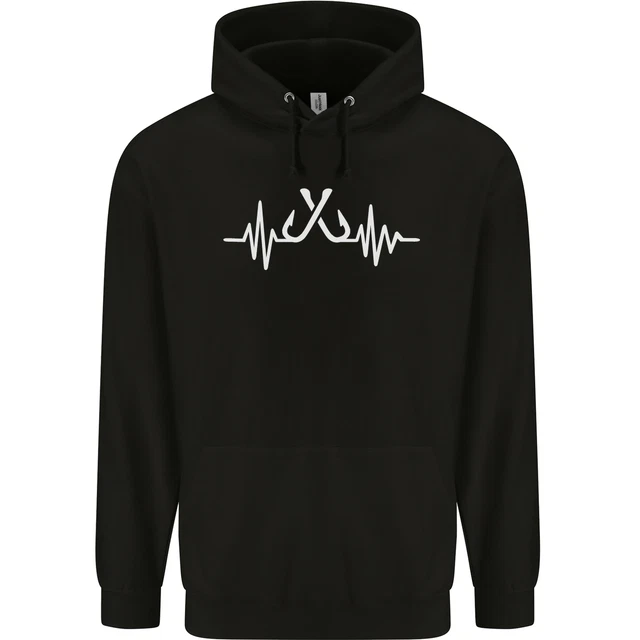 Felpa con cappuccio Pulse Fishing divertente pescatore ECG da uomo 80% cotone