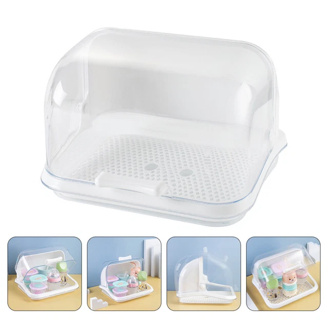 Caja de almacenamiento de pastelería Pp biberón soporte de secado biberón caja de almacenamiento blanco