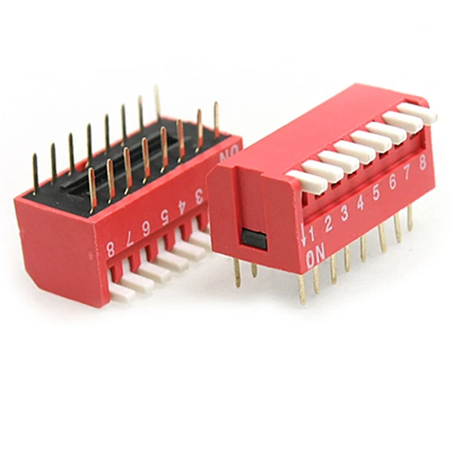 5pcs 2.54mm Pitch 8 Position Piano Type DIP Switch DIP Switch Red
