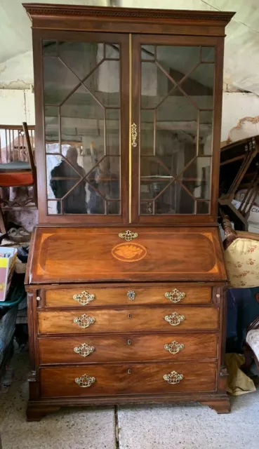 Superb quality Mahogany Bureau Bookcase c1800.  26 pane glass front