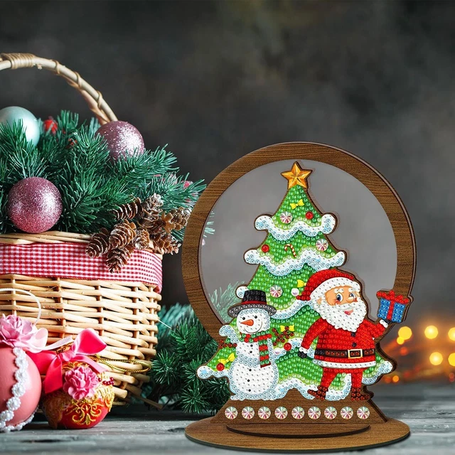 Diamant Zeichnung DIY Weihnachten Holz Dekor Desktop Geschenk Handwerk Anhänger