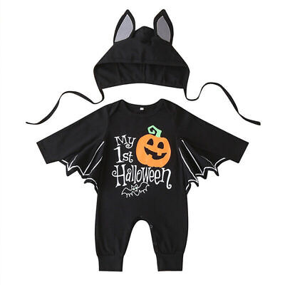 Neonato Baby Boys Girls Halloween Pipistrello Costume Cosplay Romper Abiti Costume