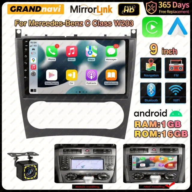 For 2005-2011 Mercedes-Benz C-Class W203 9" Android Carplay Car Stereo Radio GPS