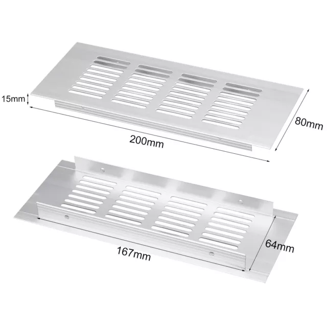 200mmx80mm, Ventilation Grille Aluminum Alloy Air Vent Louvered Grill Lid 2pcs 2