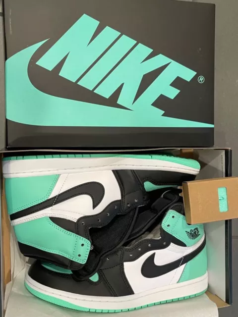 Sz 5Y-13 Nike Air Jordan 1 Retro High OG Green Glow White DZ5485-130