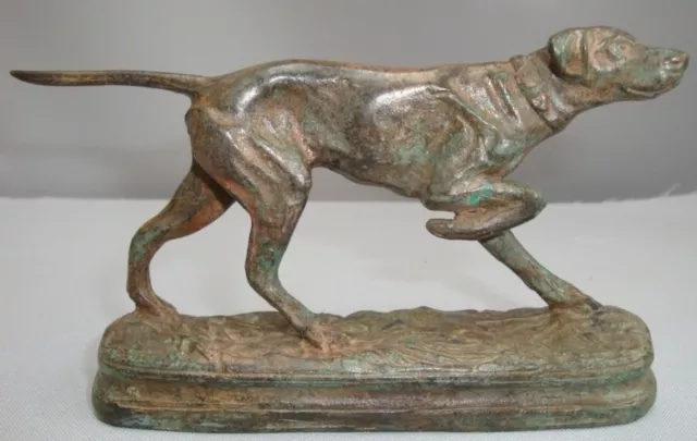 Estatua Perro Setter Caza Art Deco Estilo Art Nouveau Estilo Bronce sólido Firma