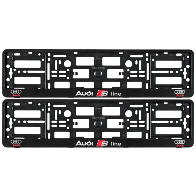 2 x NEW EDITION License Number Plate Holder Surround for New Audi S-Line Car